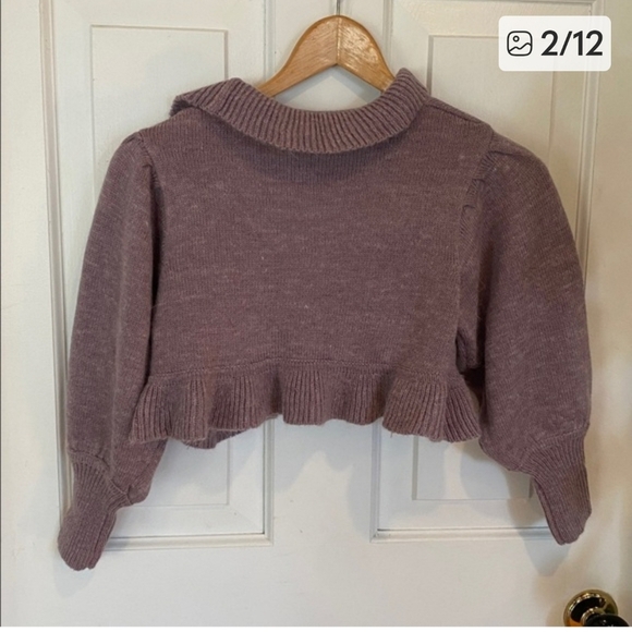 Urban Behaviour Angora-Blend Cropped Ruffle-Front Sweater — NWT Sm - Picture 3 of 9